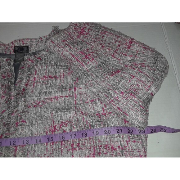 Chico's Tweed Jacket Size 3 Fringed Trim - Picture 3 of 7